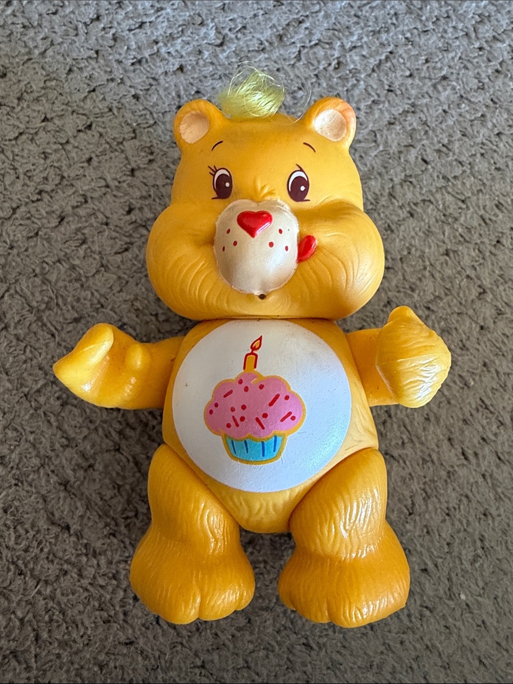 Care Bears Yellow Birthday Bear Figure with Cupcake Belly Badge